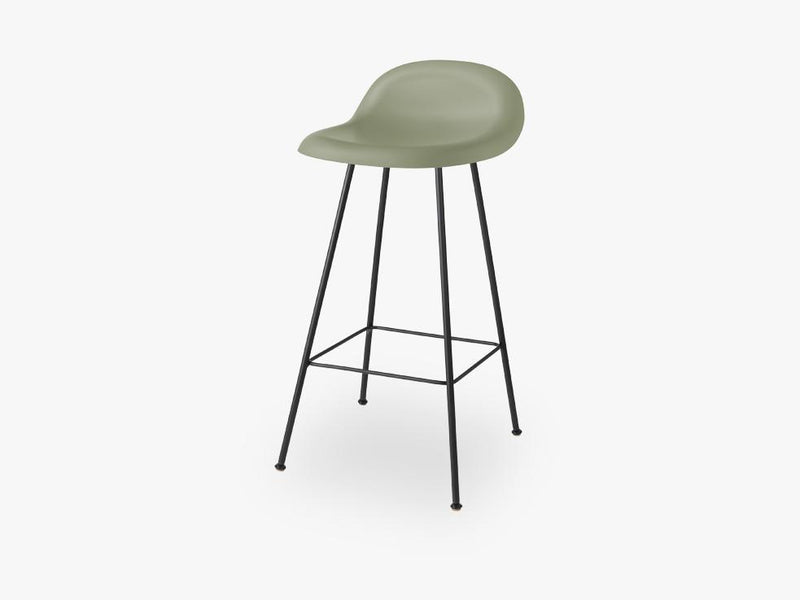 3D Counter Stool - Un-upholstered - 65 cm Center Black base, Mistletoe Green shell