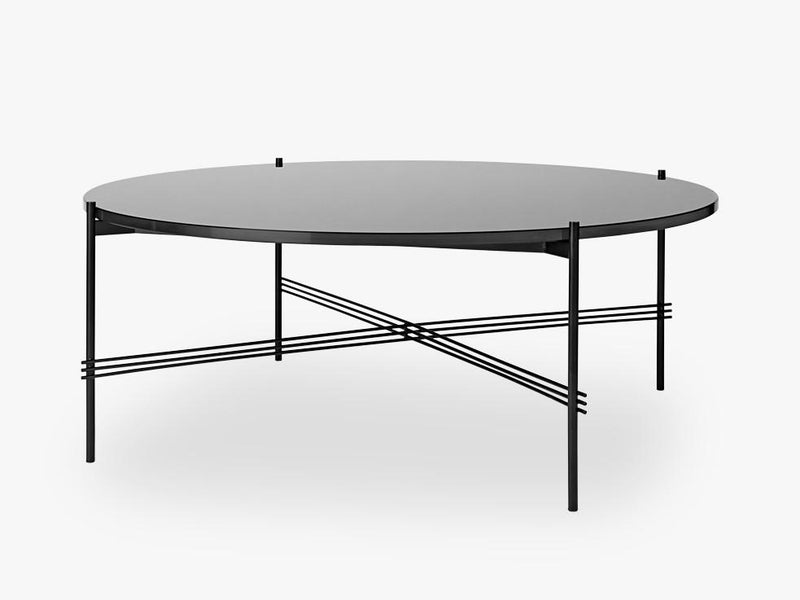 TS Coffee Table - Dia 105 Black base, glass graphite black top