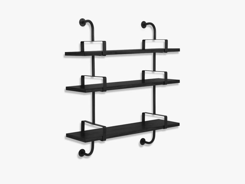 Démon Shelf - 2 Brackets - 95 cm 3 shelves, Black Stained Ash shell