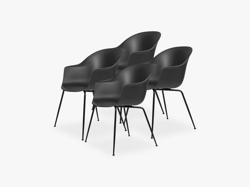 Bat Dining Chair 4 pcs - Conic Black Matt Base, Black