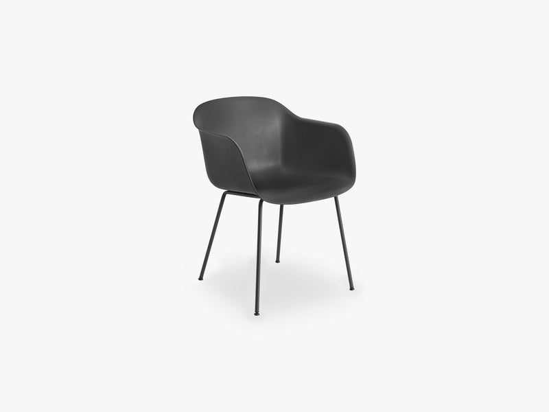 Fiber Armchair - Tube Base - Normal Shell, Black/Black