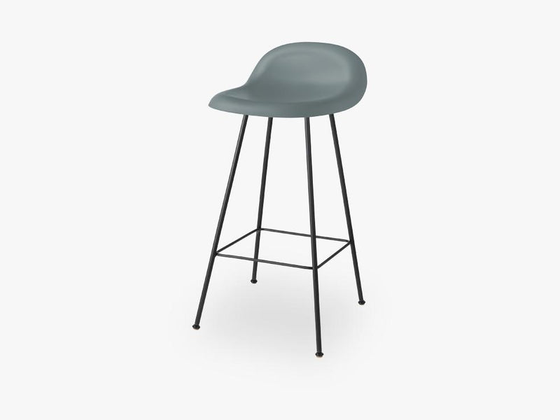 3D Counter Stool - Un-upholstered - 65 cm Center Black base, Rainy Grey shell