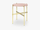 TS Coffee Table - Dia 40 Brass base, glass vintage red top