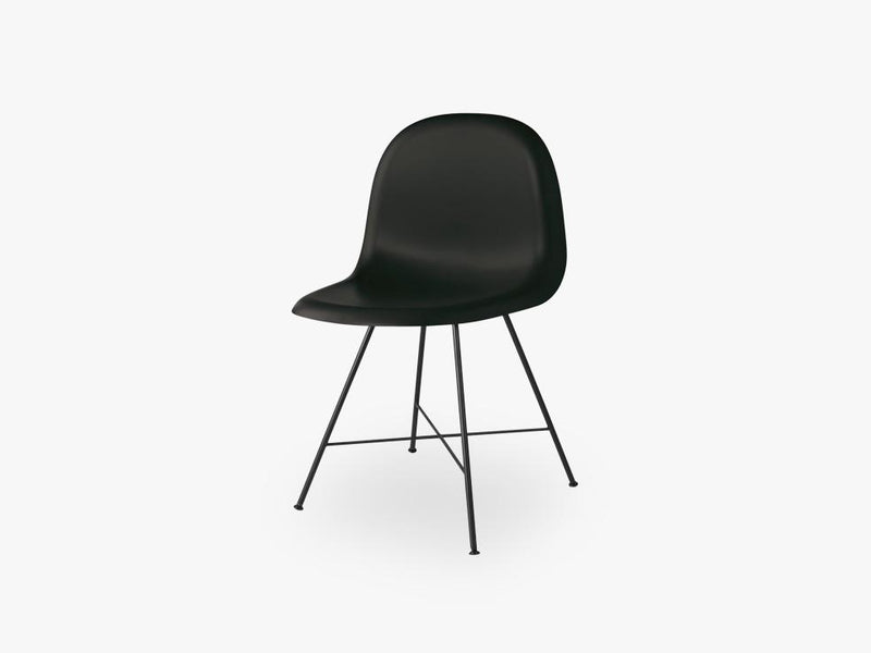 3D Dining Chair - Un-upholstered Center Black base, Black Stained Birch shell