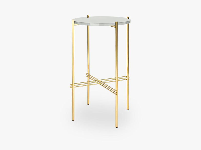 TS Console - Round - Dia 40 Brass base, glass oyster white top