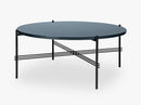 TS Coffee Table - Dia 80 Black base, glass grey blue top