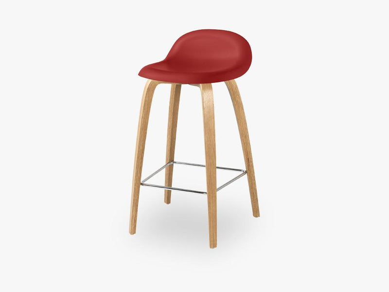 3D Counter Stool - Un-upholstered - 65 cm Oak base, Shy Cherry shell