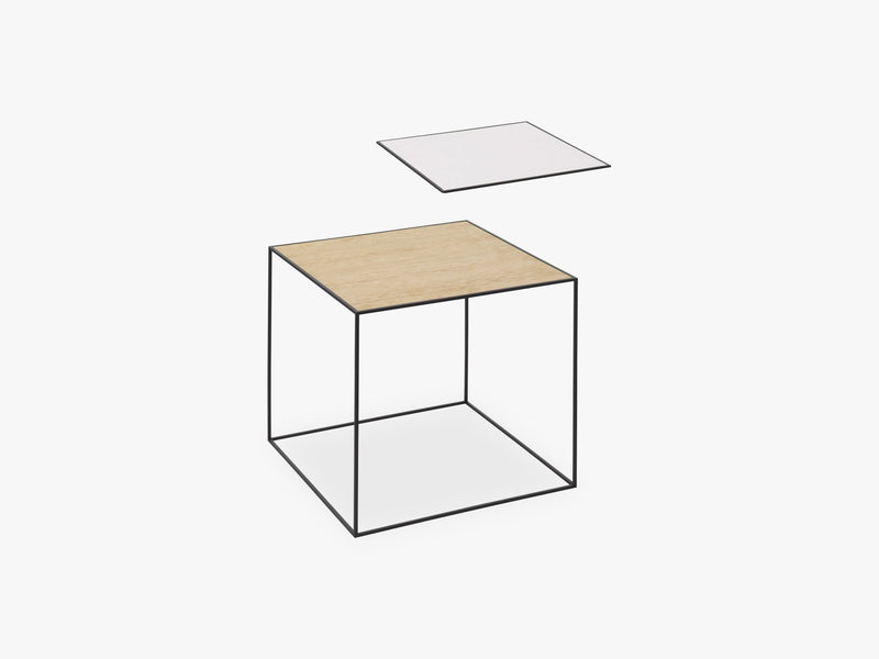 Twin 42 table, black, white/oak