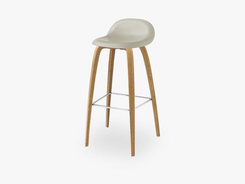 3D Bar Stool - Un-upholstered - 75 cm Oak base, Moon Grey shell