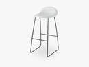3D Bar Stool - Un-upholstered - 75 cm Sledge Black base, White Cloud shell