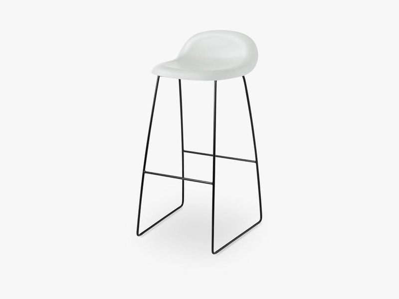 3D Bar Stool - Un-upholstered - 75 cm Sledge Black base, White Cloud shell