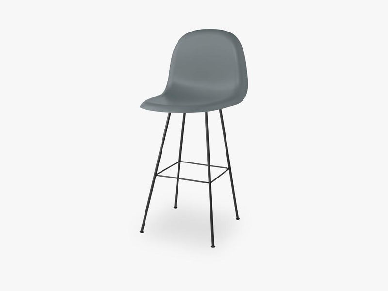 3D Counter Chair - Un-upholstered - 65 cm Center Black base, Rainy Grey shell