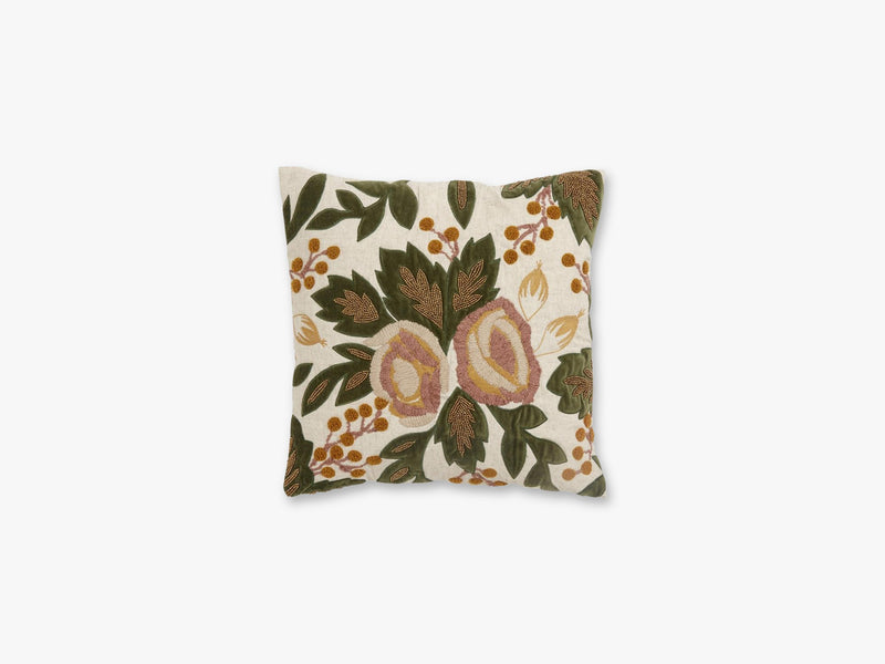 Cushion cover, flowers/beads, rose/curry