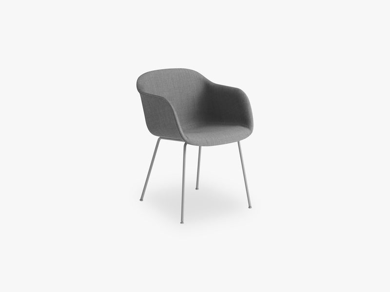 Fiber Armchair - Tube Base - Textile Shell, Remix 133 / Grey