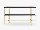 TS Console - 2 rack Brass base, glass Graphite Black top