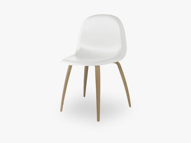 3D Dining Chair - Un-upholstered Oak base, White Cloud shell