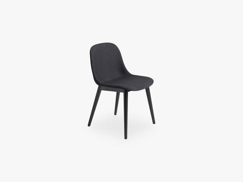 Fiber Side Chair - Wood Base - Textile Shell, Remix 183 / Black