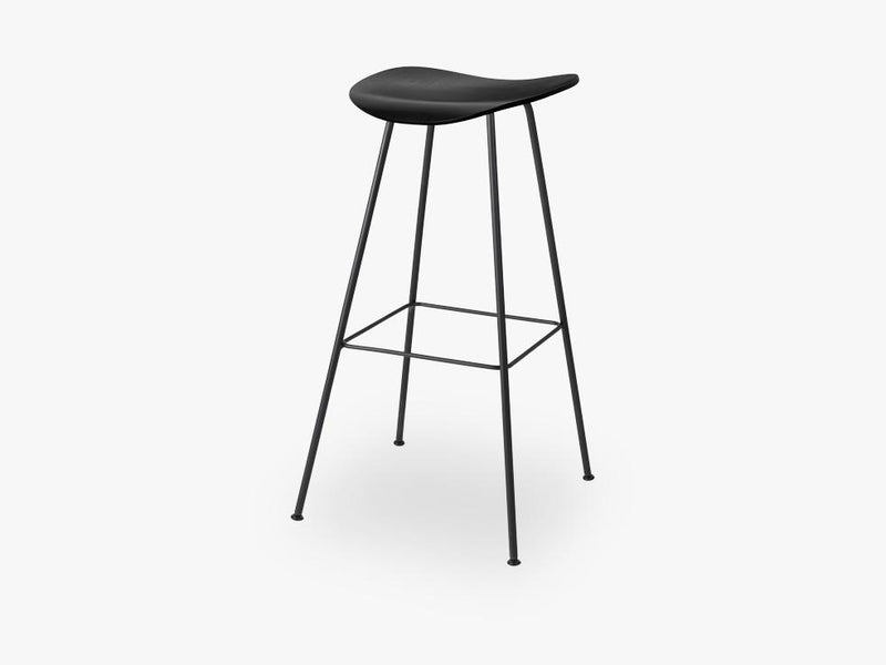 2D Counter Stool - Un-upholstered - 65 cm Center Black base, Black Stained Birch shell