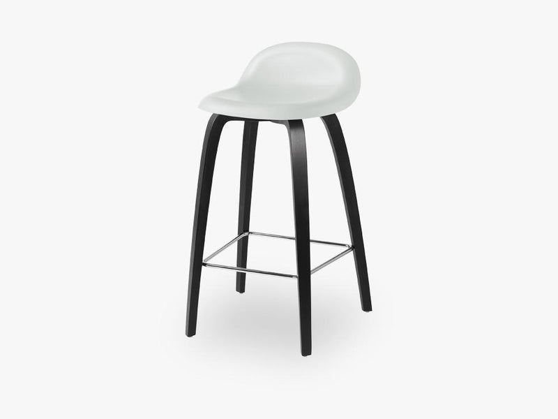 3D Counter Stool - Un-upholstered - 65 cm Black Stained Beech base, White Cloud shell