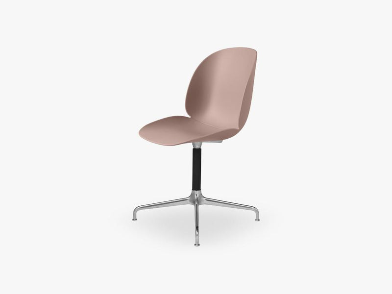 Beetle Meeting chair - Un-upholstered - 4-star swivel Aluminium base, Sweet Pink shel