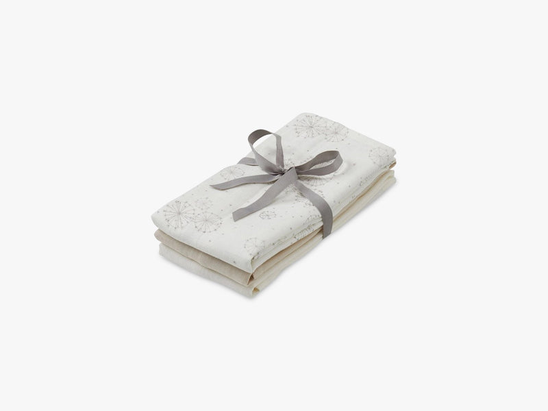 Muslin Cloth Mix 3 Pack - Mix Dandelion Natural, Light Sand, Creme White