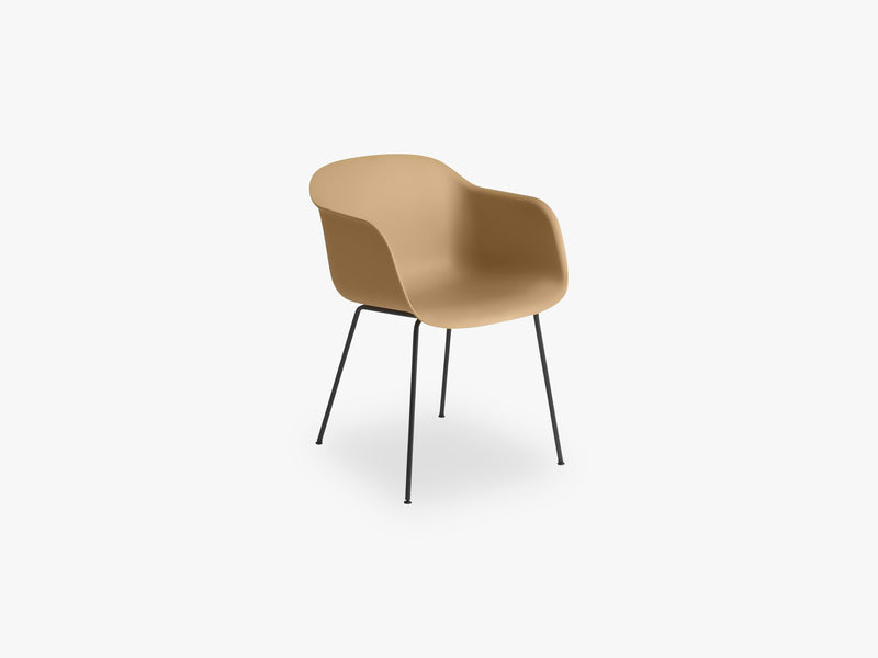 Fiber Armchair - Tube Base - Normal Shell, Ochre/Black