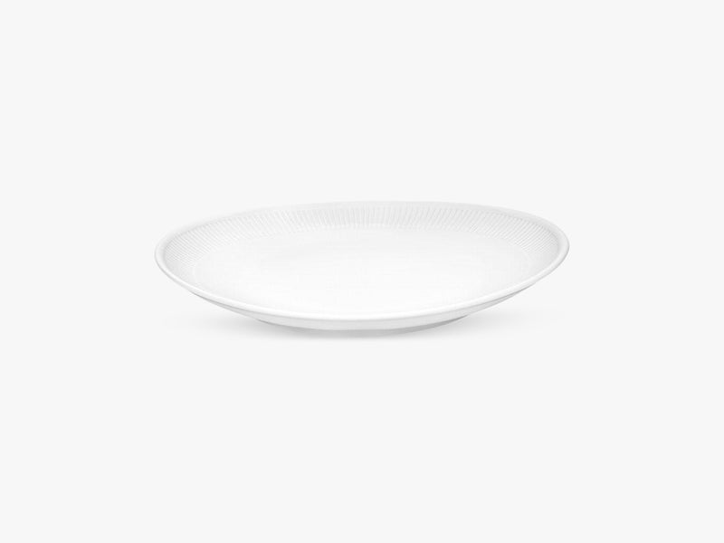 Plissé steaktallerken oval, hvid L29,5cm B25,5cm