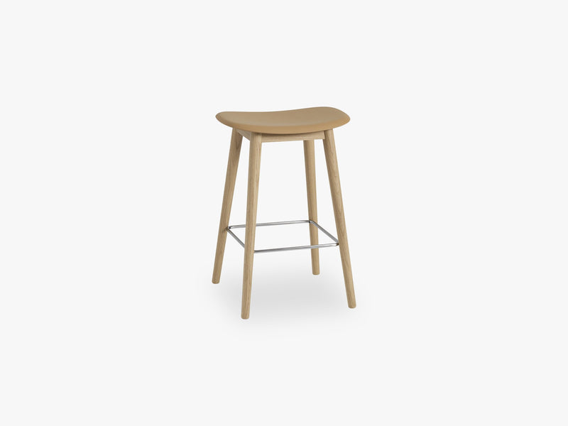 Fiber Bar Stool - Wood Base H: 65 Cm, Ochre/Oak