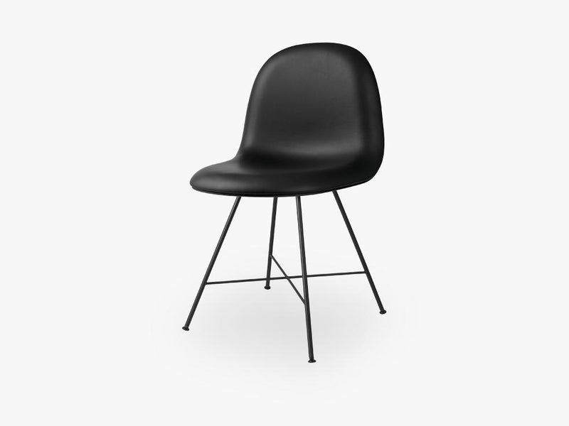 3D Dining Chair -  Fully Upholstered - Center Black base, Sierra Black leather