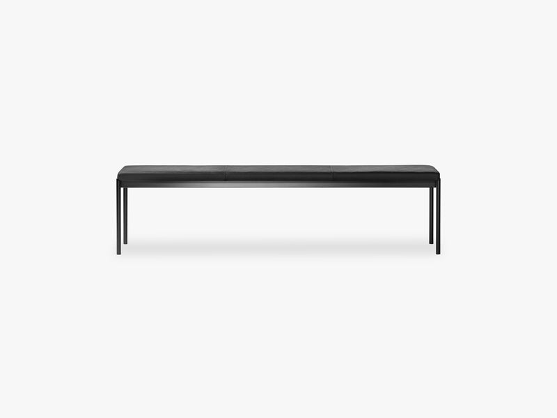 Mies Bench L180, Light Black/Black Leather