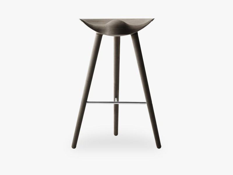 ML 42, bar stool, brown oiled oak / stainless steel