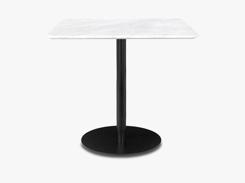 GUBI 10 Dining table - Square - 60x60, Black base, marble white top