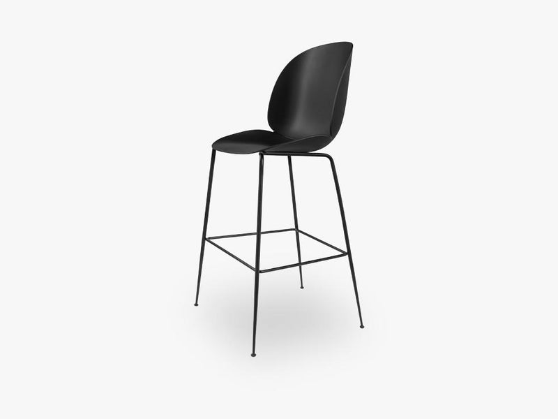 Beetle Bar Chair - Un-upholstered - 74 cm Conic Black base, Black shell