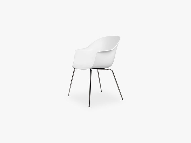 Bat Dining Chair - Skal m Conic base - Black Chrome, Pure White