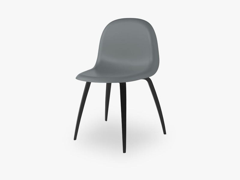 3D Dining Chair - Un-upholstered Black Stained Beech base, Rainy Grey shell