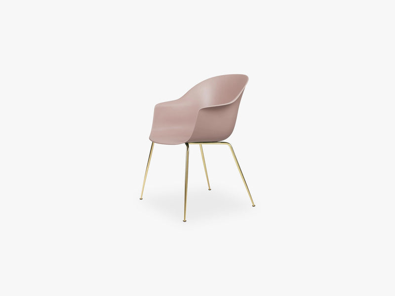 Bat Dining Chair - Skal m Conic base - Brass Semi Matt, Sweet Pink