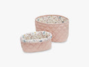 Quilted Storage Basket Set of Two, Blossom Pink