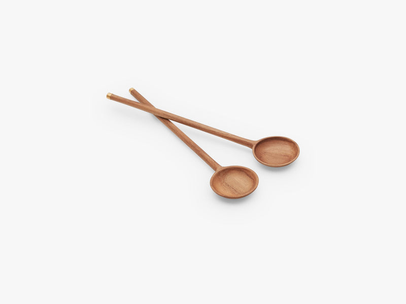 Edge Salad Servers, Teak