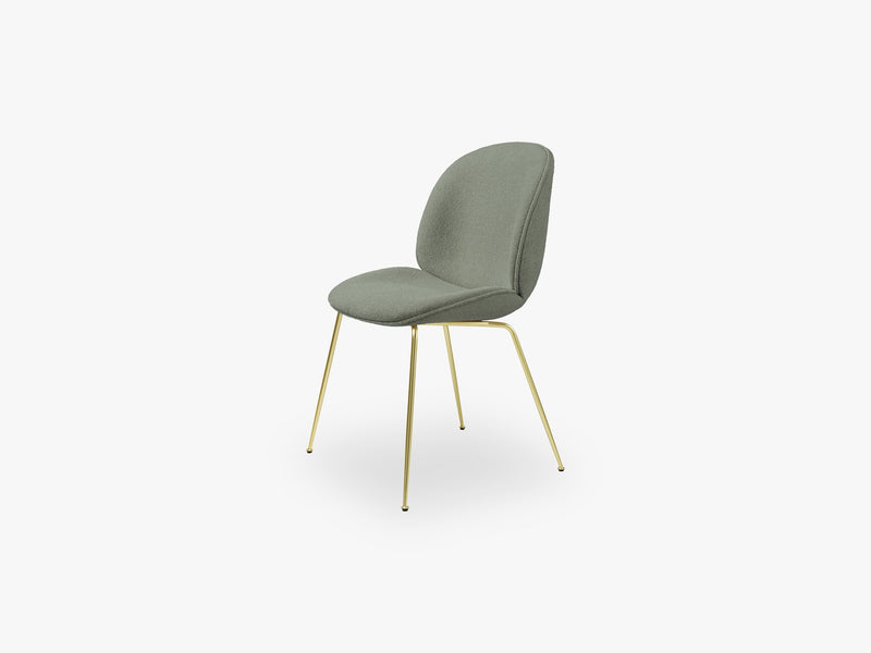 Beetle Dining Chair (Fully), Brass Semi Matt, Grp 02, Light Bouclé, GUBI (012)