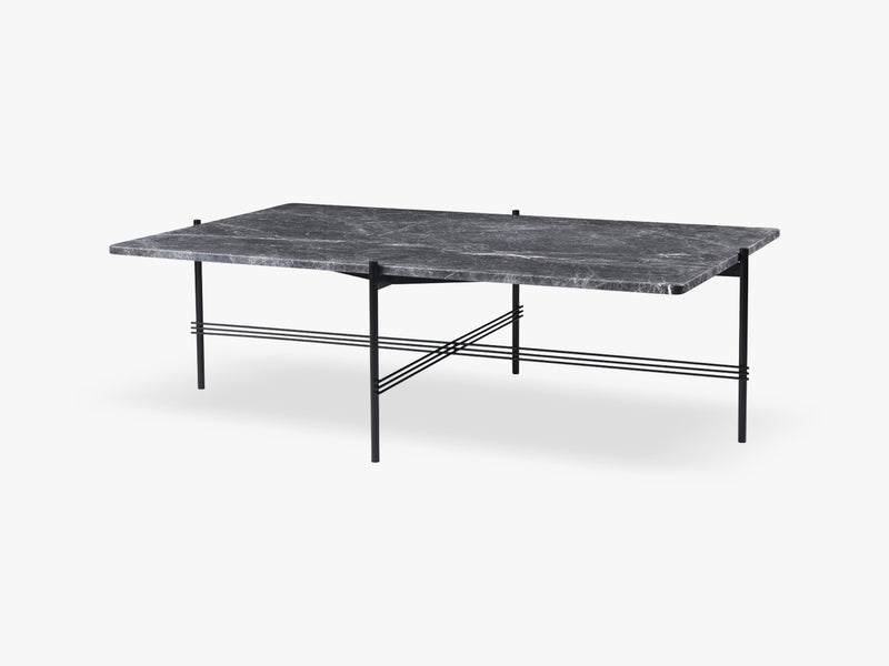 TS Coffee Table  Square black base, Marble Grey top 80x130cm