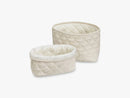 Quilted Storage Basket Set of Two, Light Sand