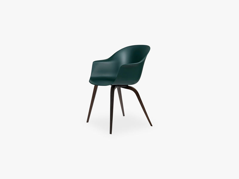 Bat Dining Chair - Skal m Wood base - Smoked Oak Matt, Dark Green