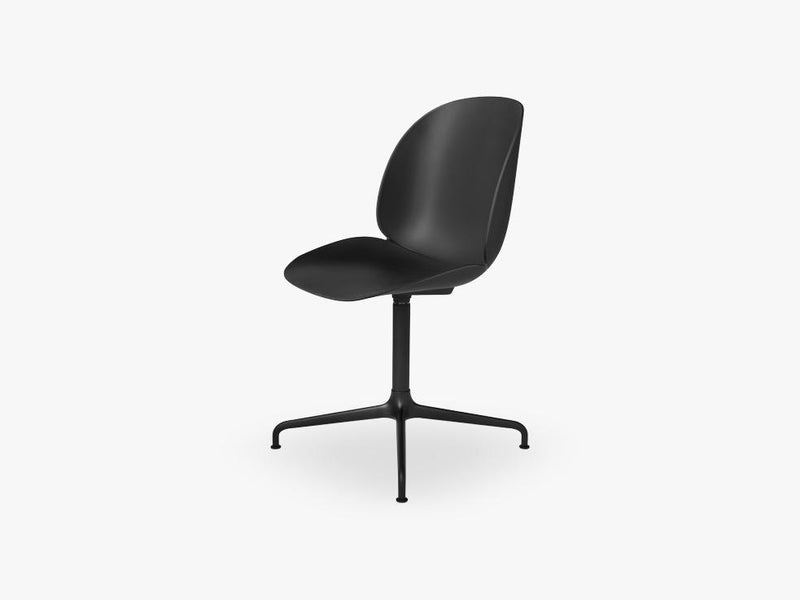 Beetle Meeting chair - Un-upholstered - 4-star swivel Black base, Black shell