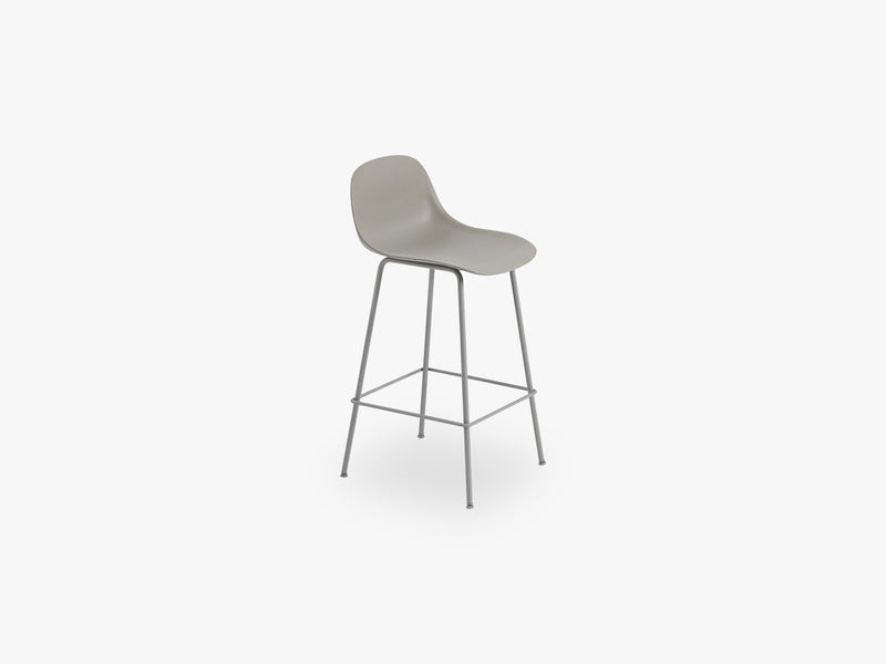 Fiber Bar Stool W Backrest - Tube Base H: 65 Cm, Grey/Grey