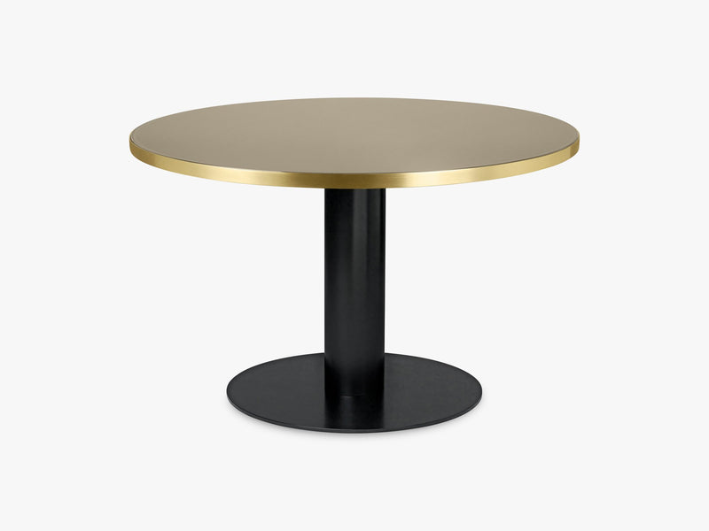 GUBI 2.0 Dining Table - Round - Ø125 - Black base, Glass Sand top