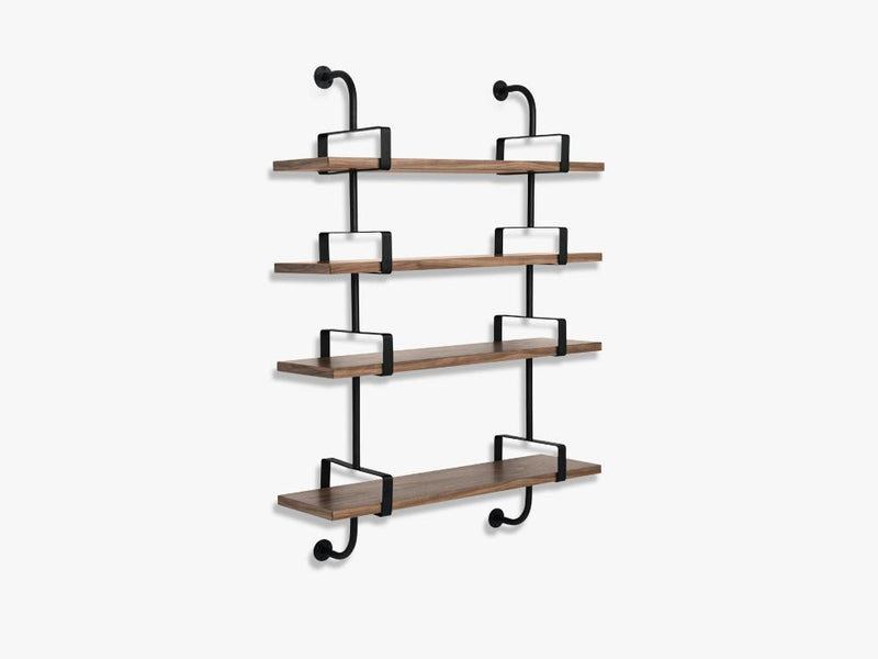 Démon Shelf - 2 Brackets - 95 cm 4 shelves, Walnut shell