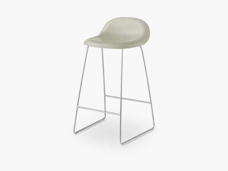 3D Counter Stool - Un-upholstered - 65 cm Sledge Crome base, Moon Grey shell