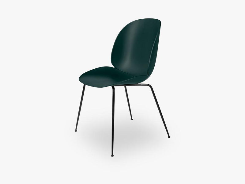 Beetle Dining Chair - Un-upholstered Conic Black base, Green shell