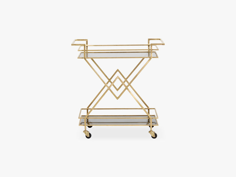 Trolley, golden w/black glass