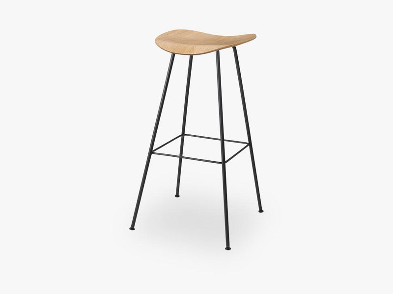 2D Counter Stool - Un-upholstered - 65 cm Center Black base, Oak shell